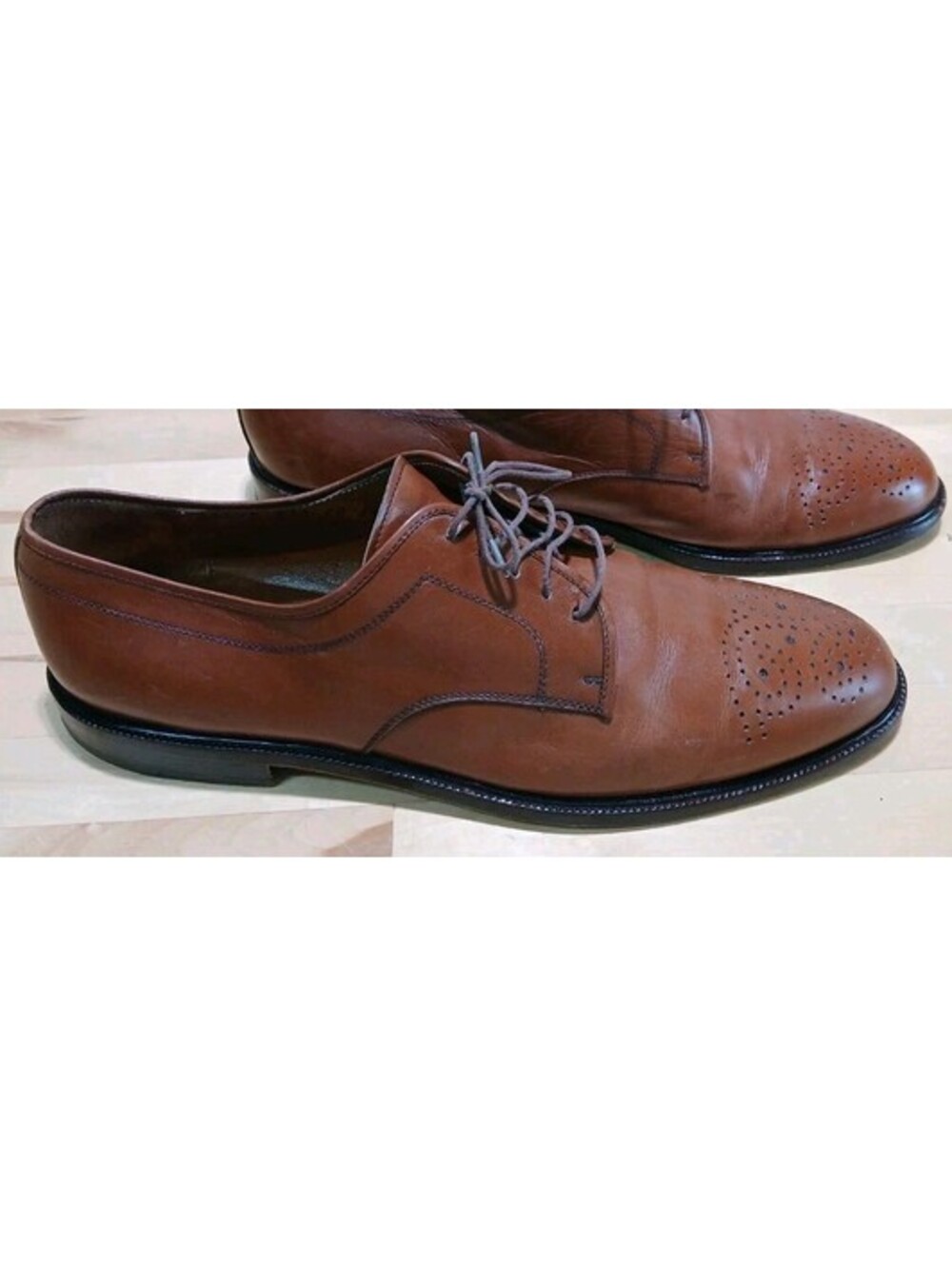 Salvadore Farragamo Brown Leather Brogue Cap Toe Sz 10D Dress Shoe Made in Italy